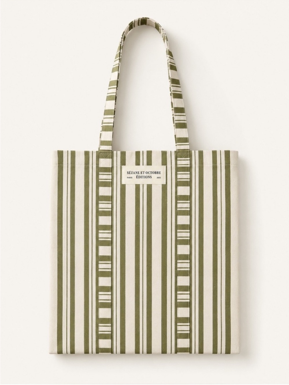 NWT Sezanne Striped Shoulder Tote/ Green/Cream